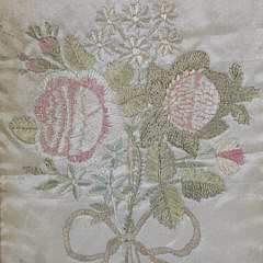 Floral Needlework Embroidery on Silk, early 19th Century