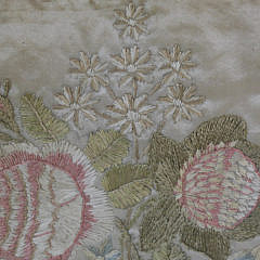 Floral Needlework Embroidery on Silk, early 19th Century