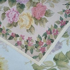 Needlepoint Carpet in a Floral Pattern with Pink Flowered Border