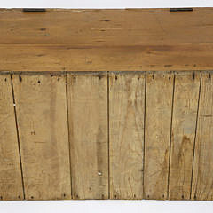 1930s Pine Hinge Top Trunk with Applied Iron Carrying Handles