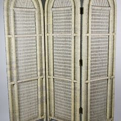 Folding Three Panel Wicker Room Divider