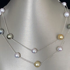 Fine 9mm-11mm South Sea and Akoya Cultured Pearl Necklace