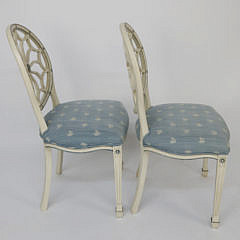 Pair of English Adams Style Decorated Wheel-Back Side Chairs