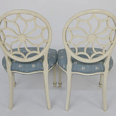 Pair of English Adams Style Decorated Wheel-Back Side Chairs