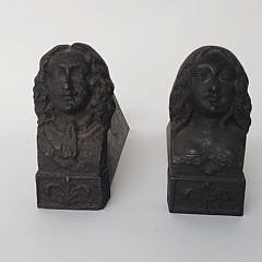 Pair of Antique Cast Iron Figural Andirons