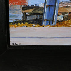 Peter E. Poskas III Oil on Board “Wharf at Noank”