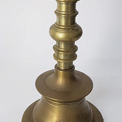 Pair of Heroic Vintage Brass Multi Turned Floor Standing Candlesticks