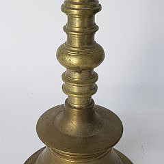 Pair of Heroic Vintage Brass Multi Turned Floor Standing Candlesticks