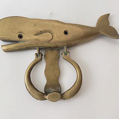 Vintage Brass Figural Sperm Whale Door Knocker