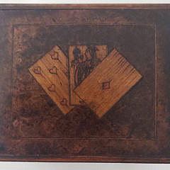 19th Century Burlwood Inlaid Playing Card and Game Storage Box