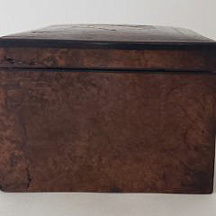 19th Century Burlwood Inlaid Playing Card and Game Storage Box