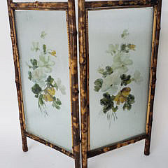 Diminutive Vintage Bamboo and Glass Folding Screen Room Divider