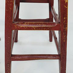 Pair of Vintage Chinese Red Painted Counter Top Barstools