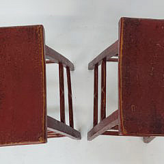 Pair of Vintage Chinese Red Painted Counter Top Barstools