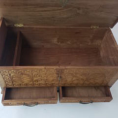 Vintage Anglo Indian Carved and Dovetailed Cedar Storage Trunk