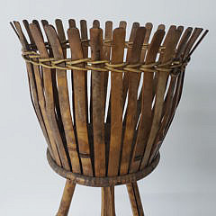 B & R Works Vintage Bamboo and Rattan Two Tier Plant Stand, Hoboken, N.J.