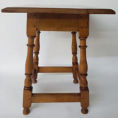 Antique New England Tiger Maple and Cherry Tavern Table