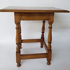 Antique New England Tiger Maple and Cherry Tavern Table