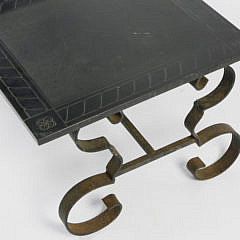 Mid Century Nautical Engraved Slate Top Cocktail Table