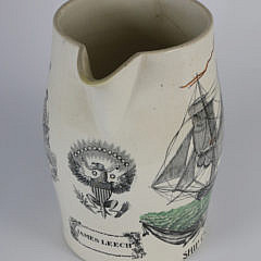 Ship Caroline Creamware Liverpool Jug, circa 1800