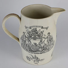 Ship Caroline Creamware Liverpool Jug, circa 1800