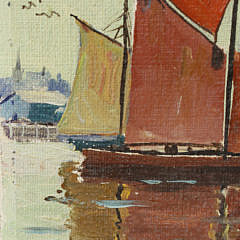 R. B. Cooper, Oil on Canvasboard, Gaff Rigged Ketch