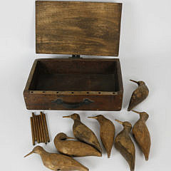 Boxed Set of 7 Carved Wood Shore Bird Decoys