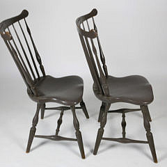 Pair of Antique New England Fan-back Windsor Side Chairs, circa 1800