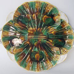 Antique Majolica Shell Form Serving Platter