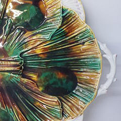 Antique Majolica Shell Form Serving Platter