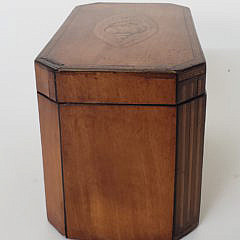 Canted Corner Shell Inlaid Tea Caddy, 19th Century