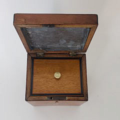 British Shell Inlaid Single Compartment Square Tea Caddy, 19th Century