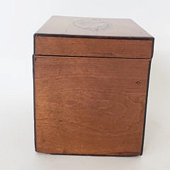 British Shell Inlaid Single Compartment Square Tea Caddy, 19th Century