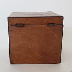 British Shell Inlaid Single Compartment Square Tea Caddy, 19th Century