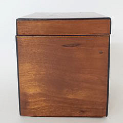 British Shell Inlaid Single Compartment Square Tea Caddy, 19th Century