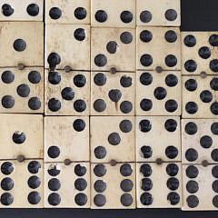 French Exhibition Double Six Antique Whalebone and Ebony Dominoes