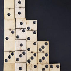 French Exhibition Double Six Antique Whalebone and Ebony Dominoes