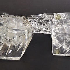 Pair of Sidney Waugh Signed Steuben Clear Crystal Jumping Gazelle Bookend Statues