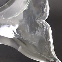 Vintage Signed Steuben Clear Crystal Breaching Dolphin Figurine