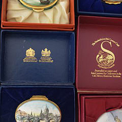 Collection of Eight Covered Nautical Decor Enamel Boxes