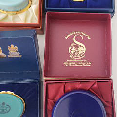 Collection of Eight Covered Nautical Decor Enamel Boxes