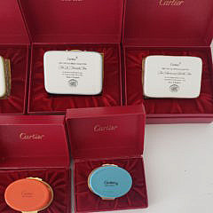 Collection of 10 Bilston and Battersea Covered Enamel Boxes