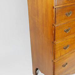 American Cherry Five-Drawer Tall Chest, 18th Century