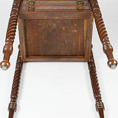 Fine 19th C. Massachusetts Sheraton Mahogany Two Drawer Work Stand