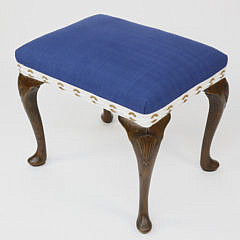 Queen Anne Style Upholstered Stool