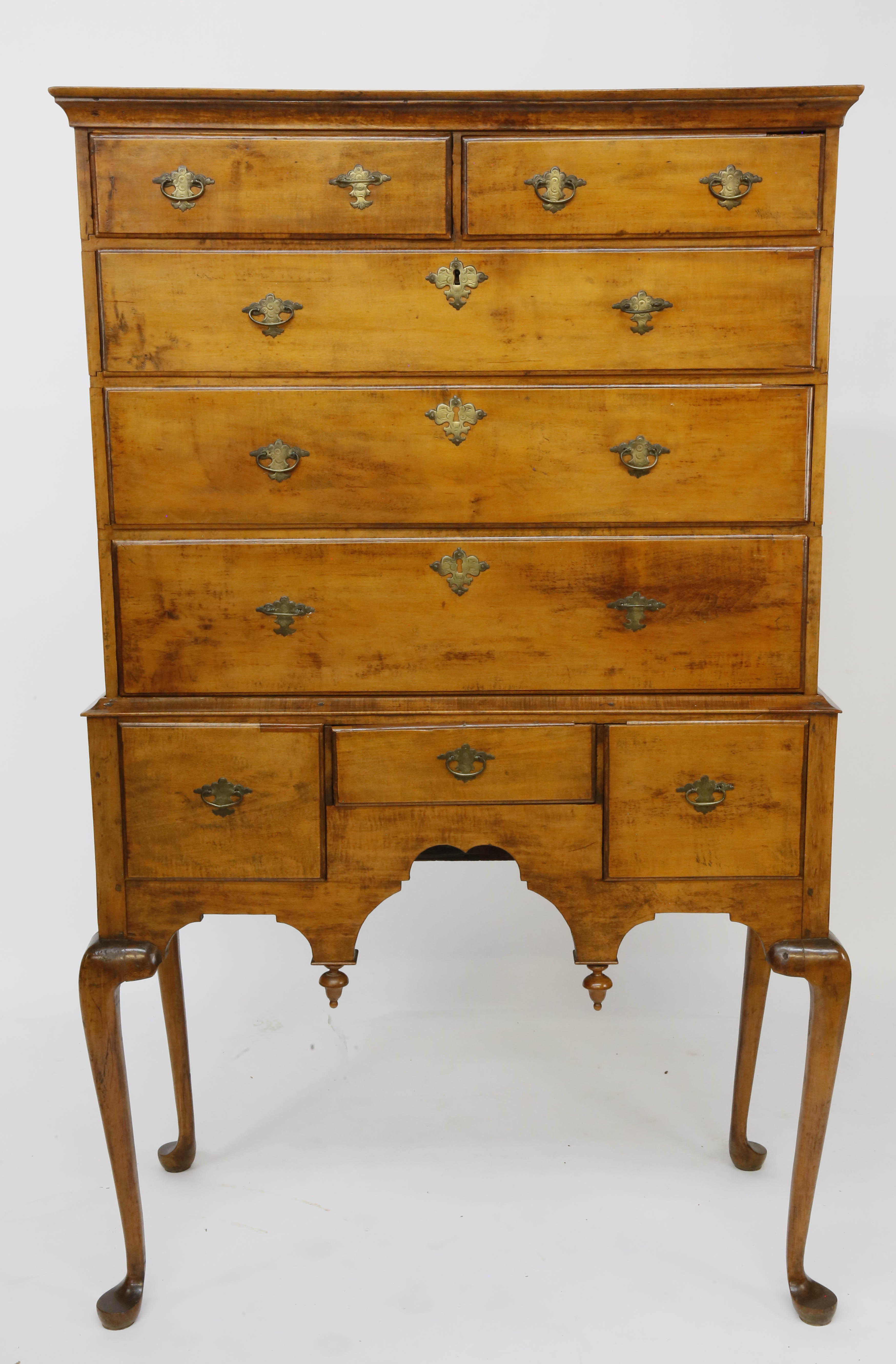 American Queen Anne Cherry Flat Top Highboy 18th Century American Queen Anne Cherry Flat Top