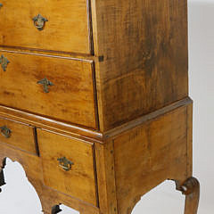 American Queen Anne Cherry Flat Top Highboy, 18th Century