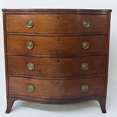 English Mahogany Serpentine Chest of Four Drawers, 19th Century