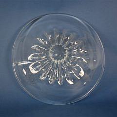 Large Signed Steuben Clear Glass Crystal Sunflower Bowl