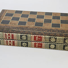 Leather Bound Faux Books Game Box, Checkers and Backgammon